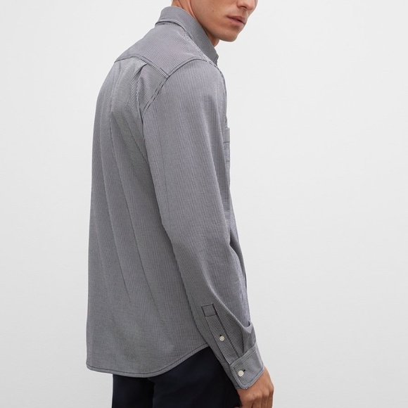 Striped Knit Utility Shirt - New With Tags - NEVER WORN - Blue Multi - Picture 2 of 4